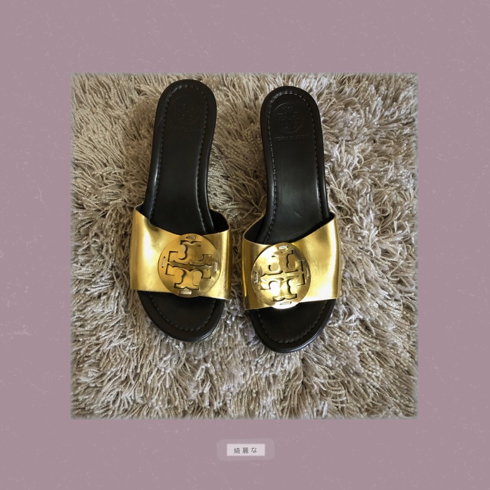 Gold Tory Burch Wedge/Slides